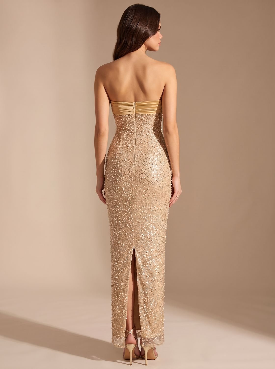 Maxikleid Damen mit tailliertem Schnitt und eleganter Silhouette - 2 - Jasminaboutique.com
