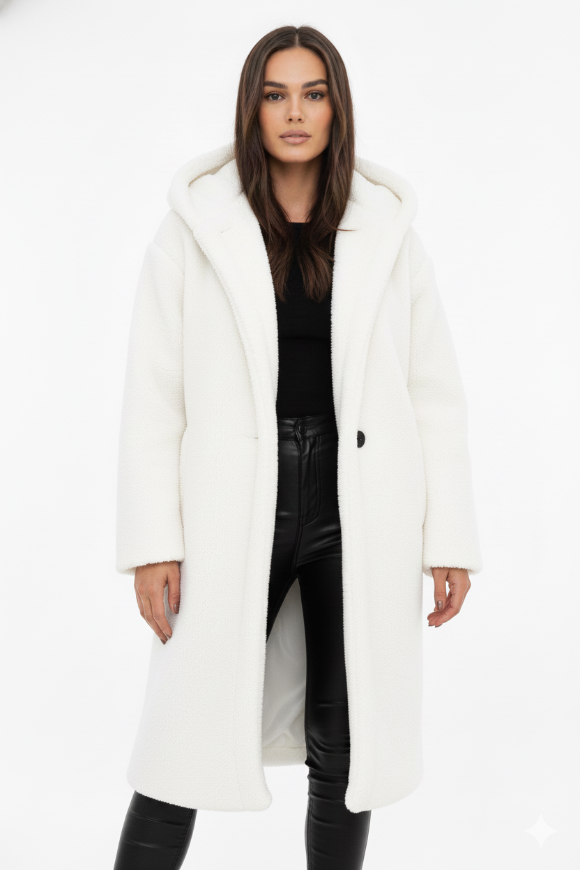 Damen Jacke Oversize mit Kapuze und Teddystruktur - 7 - Jasminaboutique.com