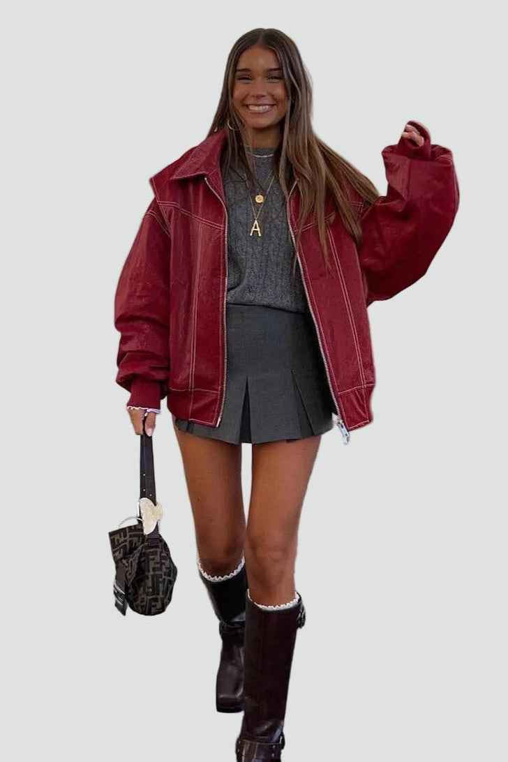 Bomberjacke Damen mit lässigem Schnitt und praktischen Taschen - 6 - Jasminaboutique.com