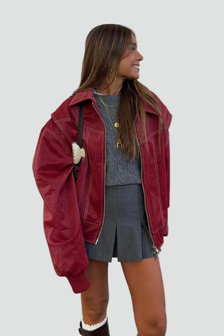 Bomberjacke Damen mit lässigem Schnitt und praktischen Taschen - 8 - Jasminaboutique.com