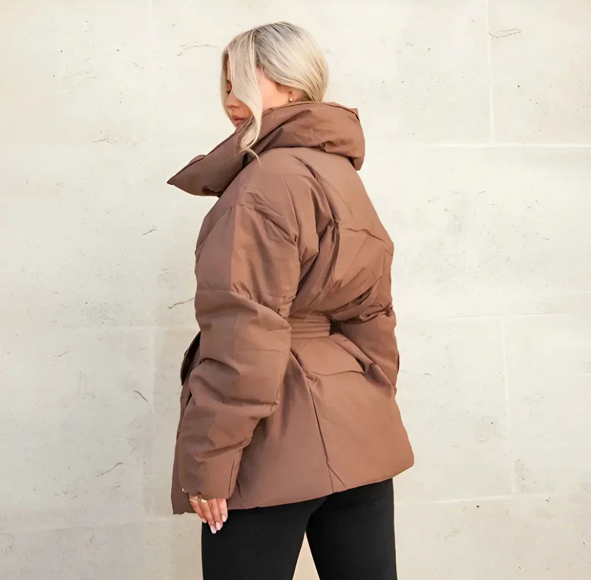 Damenjacke Oversize mit Gürtel und großem Kragen - 7 - Jasminaboutique.com