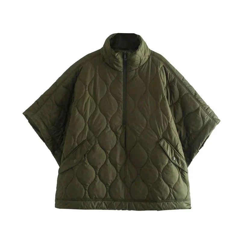 Damen Jacke Oversize mit hohem Kragen und praktischen Taschen - 6 - Jasminaboutique.com