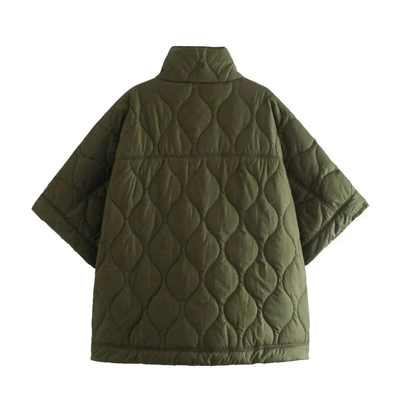 Damen Jacke Oversize mit hohem Kragen und praktischen Taschen - 7 - Jasminaboutique.com