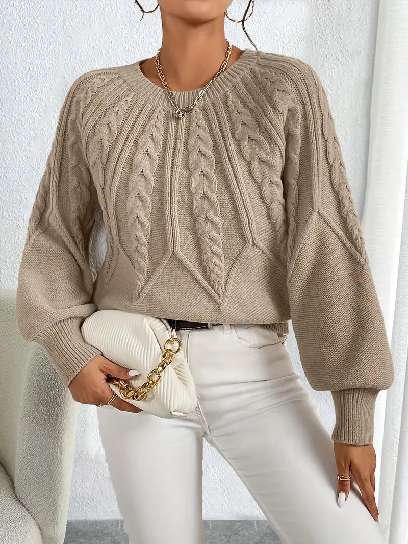 Pullover Damen mit strukturiertem Schnitt und puffigen Ärmeln - 4 - Jasminaboutique.com