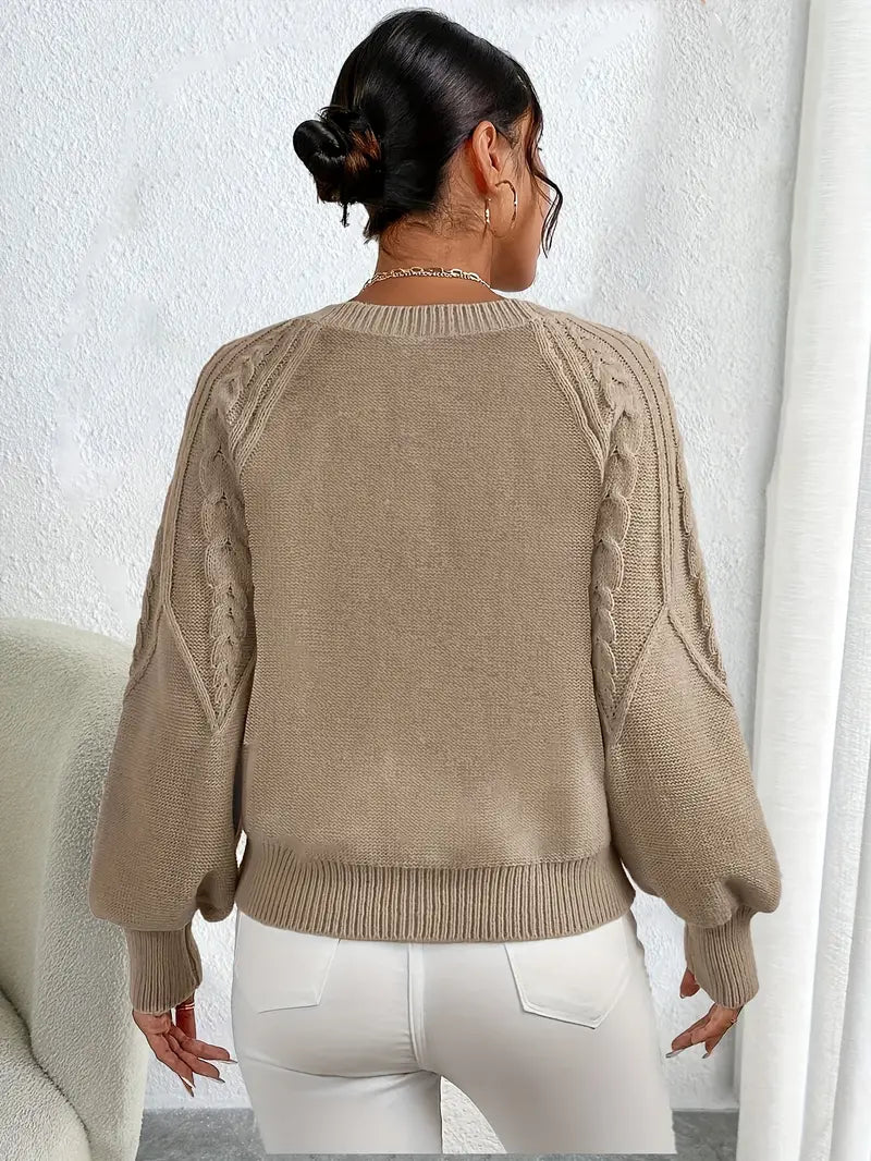 Pullover Damen mit strukturiertem Schnitt und puffigen Ärmeln - 6 - Jasminaboutique.com