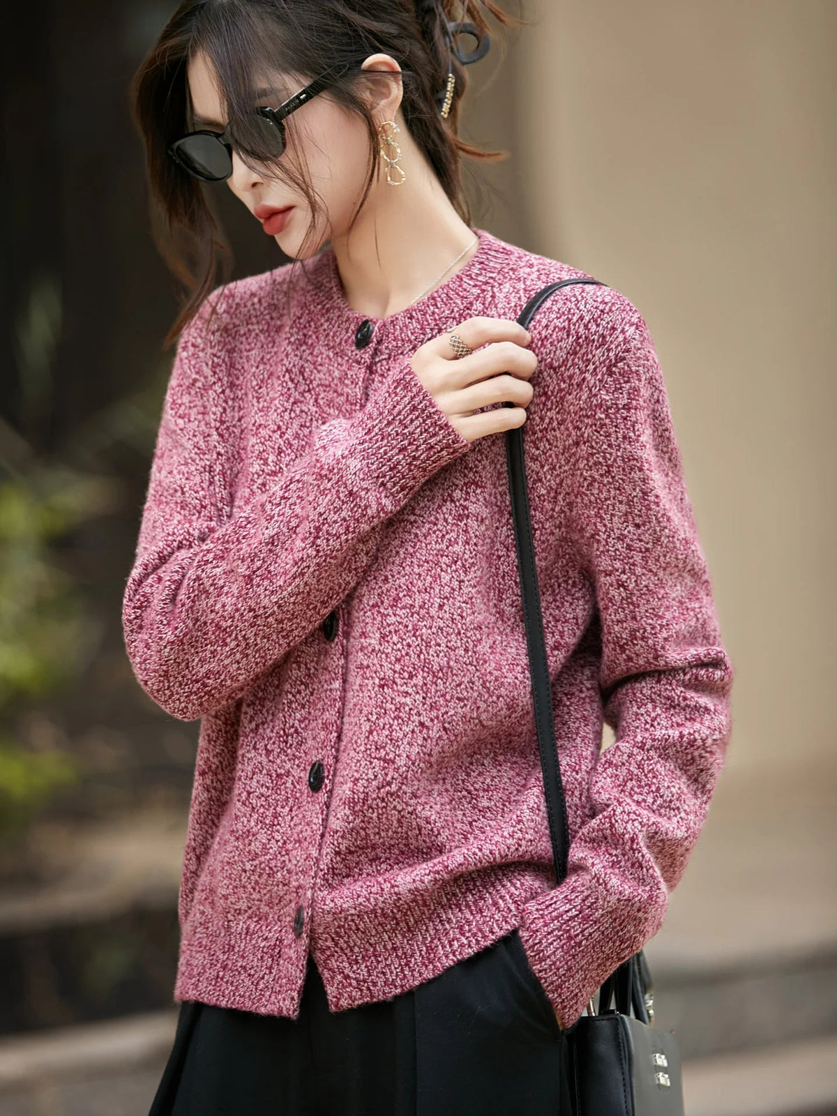 Cardigan Damen mit Rundhalsausschnitt und Knopfleiste - 6 - Jasminaboutique.com