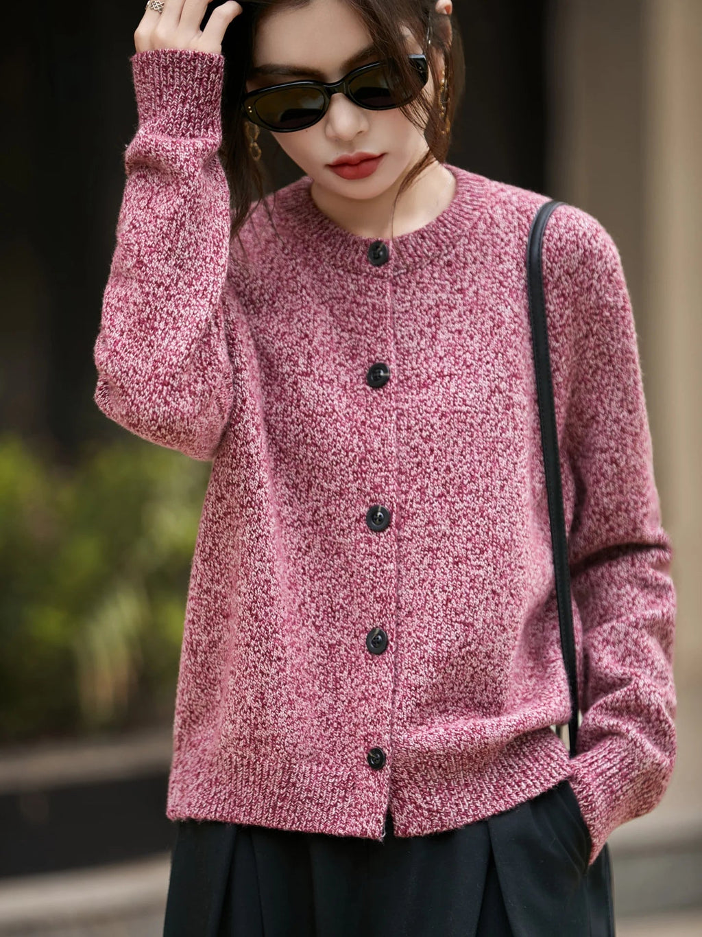 Cardigan Damen mit Rundhalsausschnitt und Knopfleiste - 7 - Jasminaboutique.com