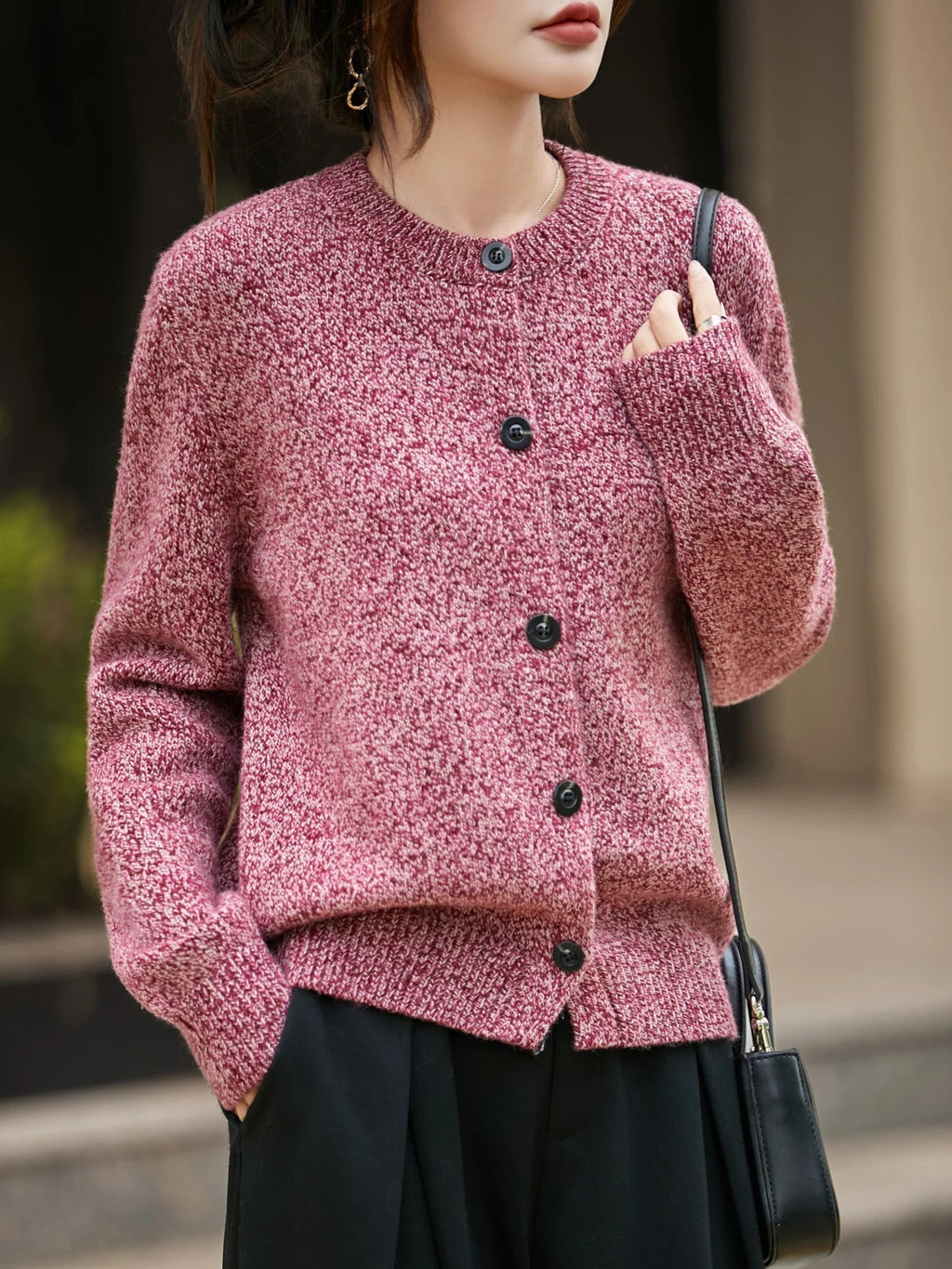 Cardigan Damen mit Rundhalsausschnitt und Knopfleiste - 12 - Jasminaboutique.com