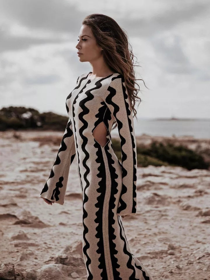 Maxikleid Damen mit weitem Schnitt und eleganten Details - 1 - Jasminaboutique.com