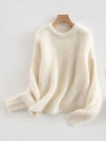 Pullover Damen mit Rundhalsausschnitt und lockerer Passform - 2 - Jasminaboutique.com