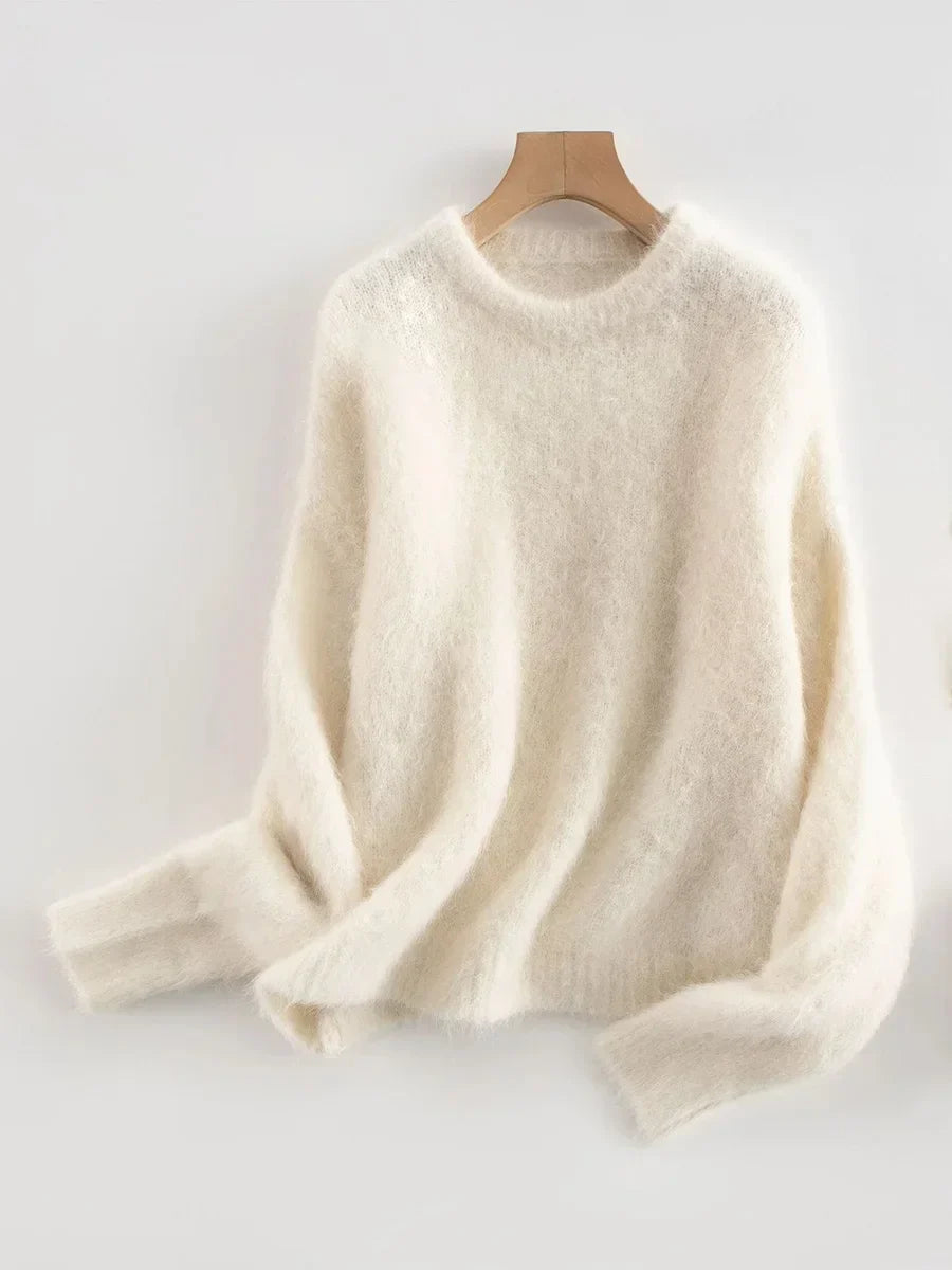 Pullover Damen mit Rundhalsausschnitt und lockerer Passform - 2 - Jasminaboutique.com