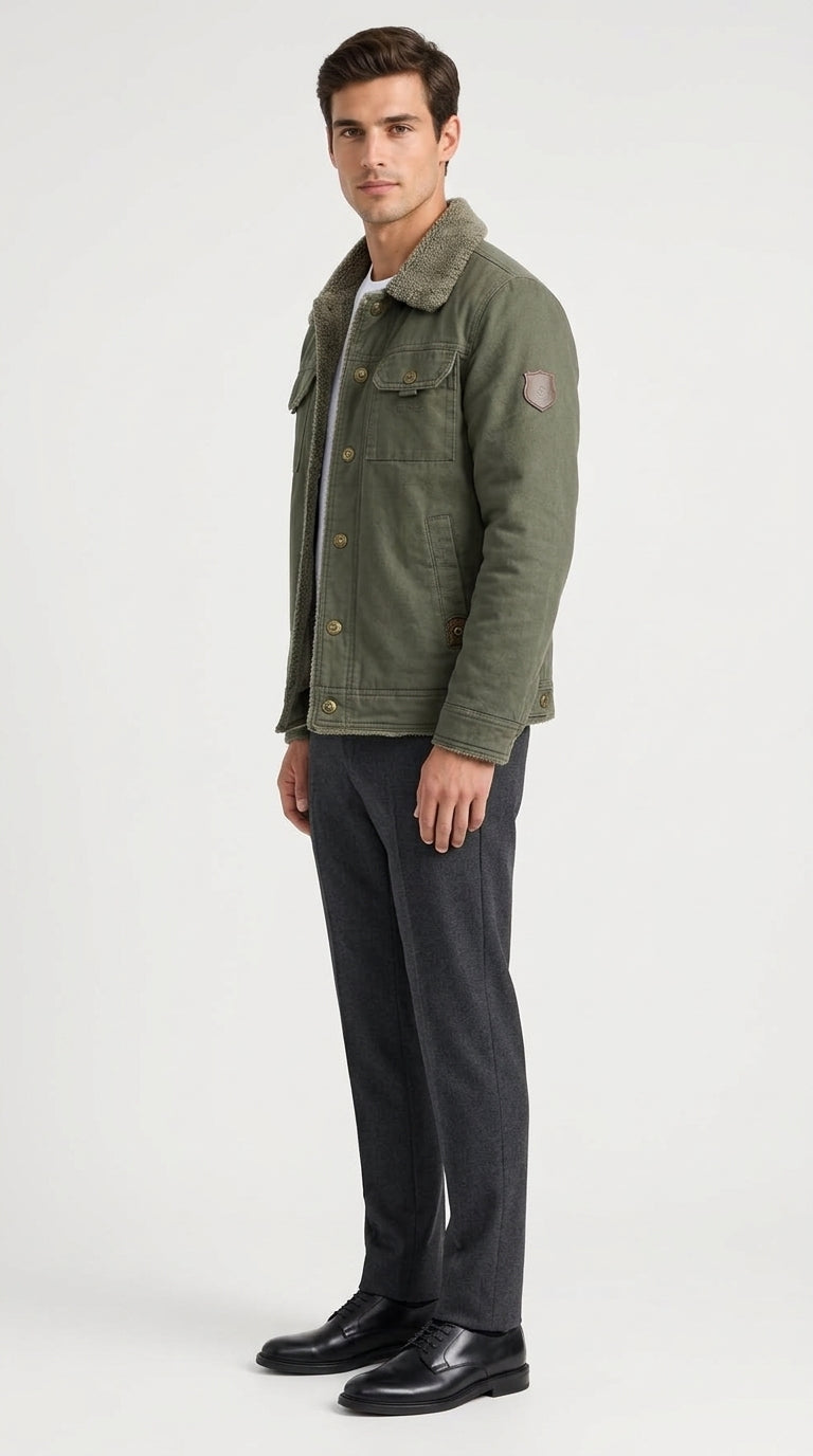 Herren Jacke mit klassischem Kragen und praktischen Taschen - 2 - Jasminaboutique.com