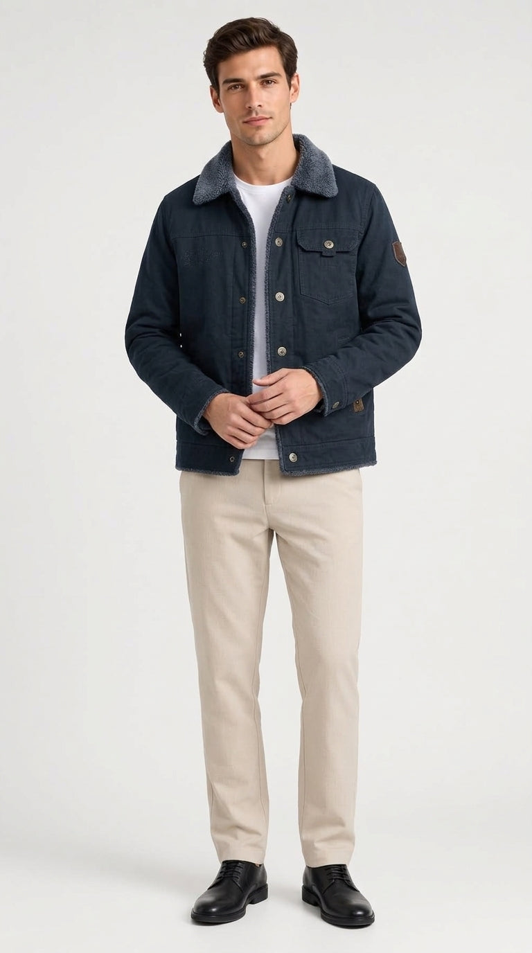 Herren Jacke mit klassischem Kragen und praktischen Taschen - 4 - Jasminaboutique.com