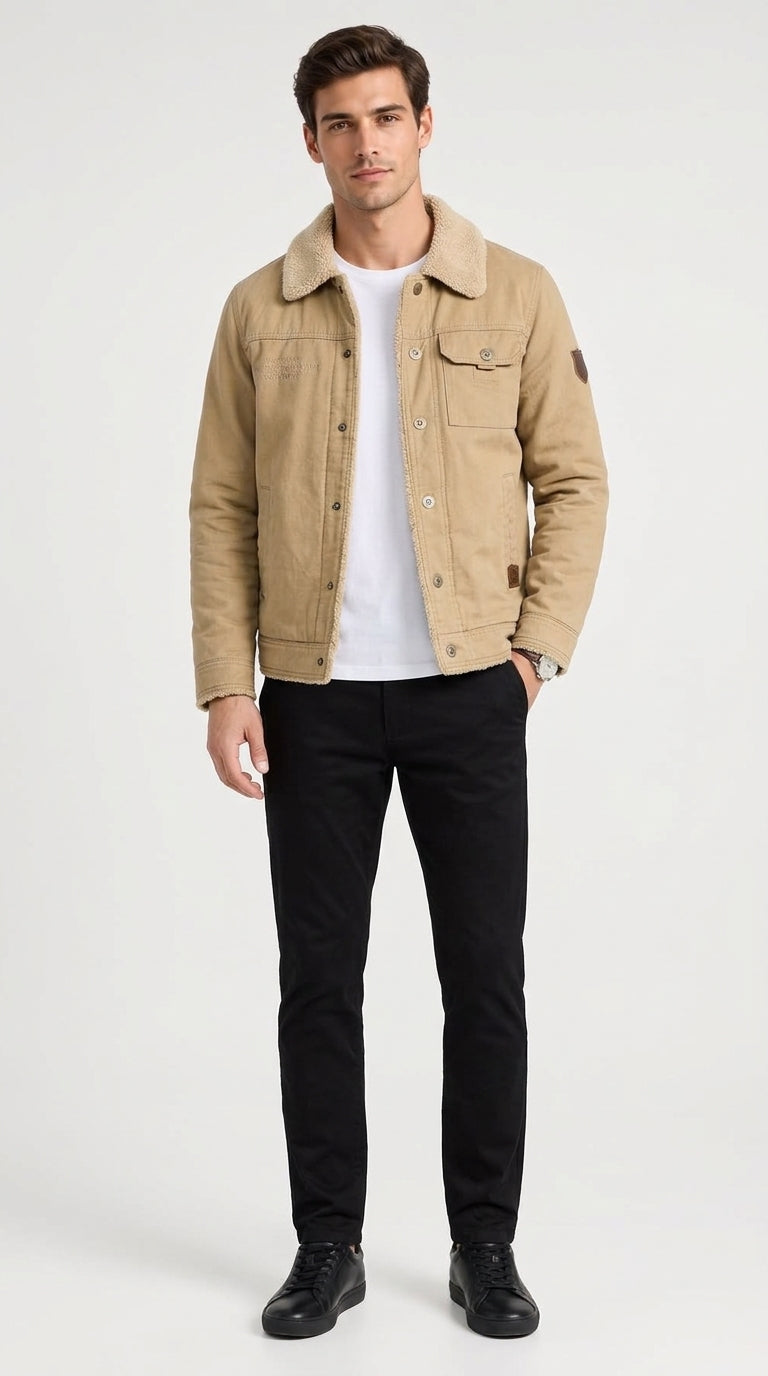 Herren Jacke mit klassischem Kragen und praktischen Taschen - 5 - Jasminaboutique.com