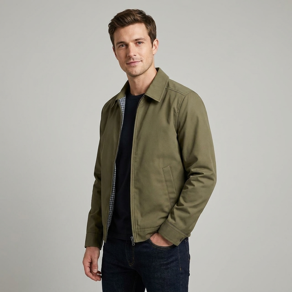 Herrenjacke mit Reißverschluss und strukturiertem Kragen - 2 - Jasminaboutique.com