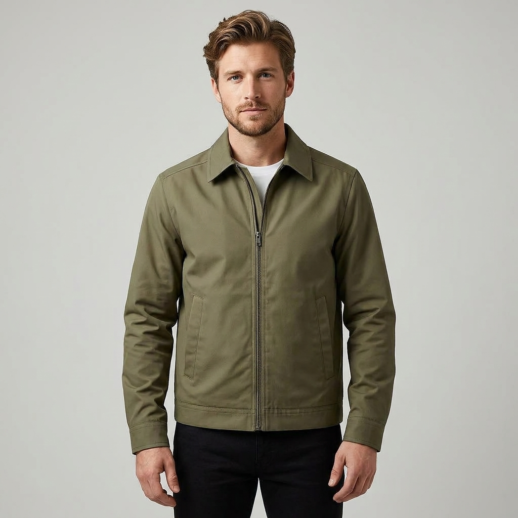 Herrenjacke mit Reißverschluss und strukturiertem Kragen - 5 - Jasminaboutique.com