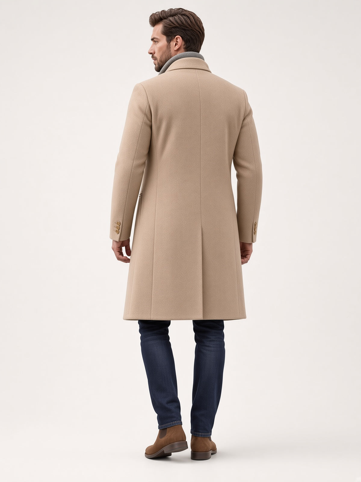 Langer Herren Mantel mit klassischem Schnitt und eleganten Details - 3 - Jasminaboutique.com
