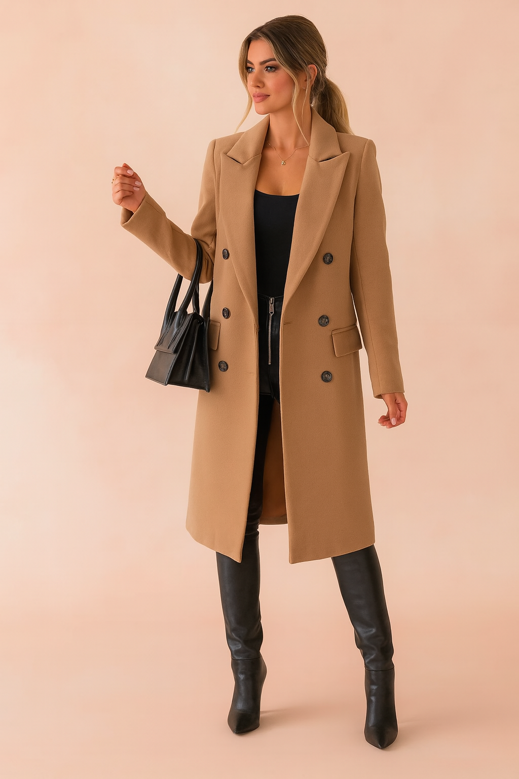 Damen Mantel mit doppelter Knopfleiste und elegantem Schnitt - 1 - Jasminaboutique.com