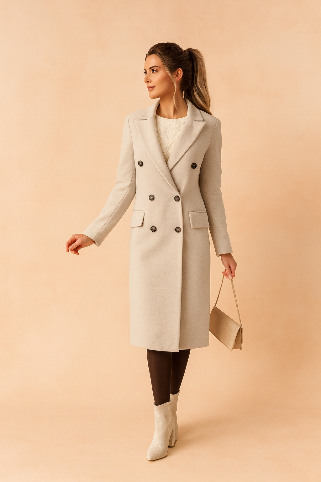 Damen Mantel mit doppelter Knopfleiste und elegantem Schnitt - 2 - Jasminaboutique.com