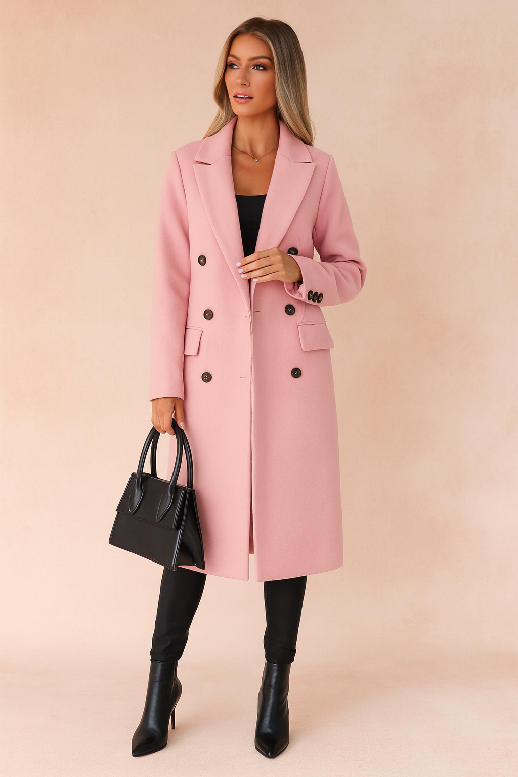 Damen Mantel mit doppelter Knopfleiste und elegantem Schnitt - 4 - Jasminaboutique.com