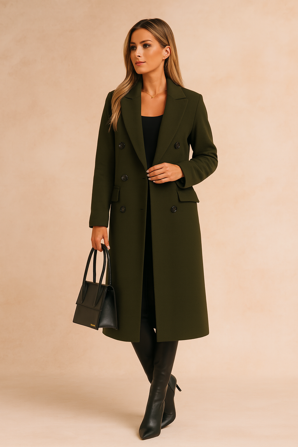 Damen Mantel mit doppelter Knopfleiste und elegantem Schnitt - 6 - Jasminaboutique.com