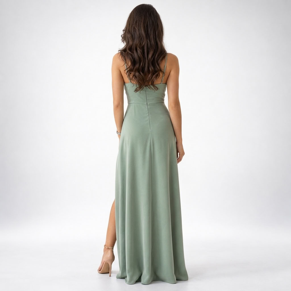 Maxikleid Damen mit V-Ausschnitt und Schlitz - 2 - Jasminaboutique.com