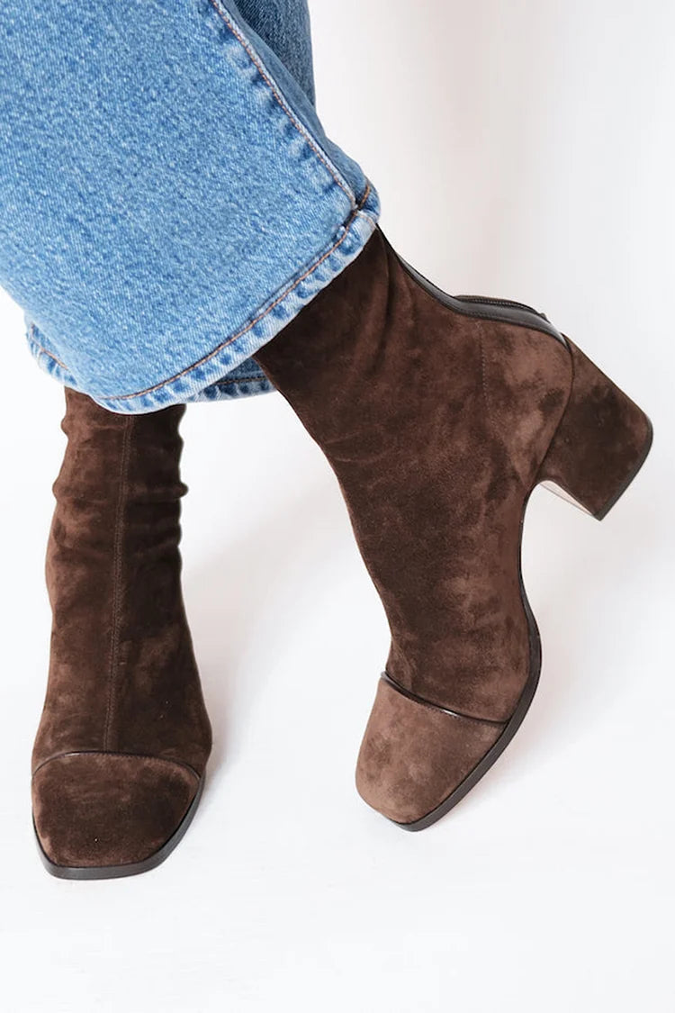 Stiefeletten Damen mit quadratischer Spitze und Blockabsatz - 1 - Jasminaboutique.com