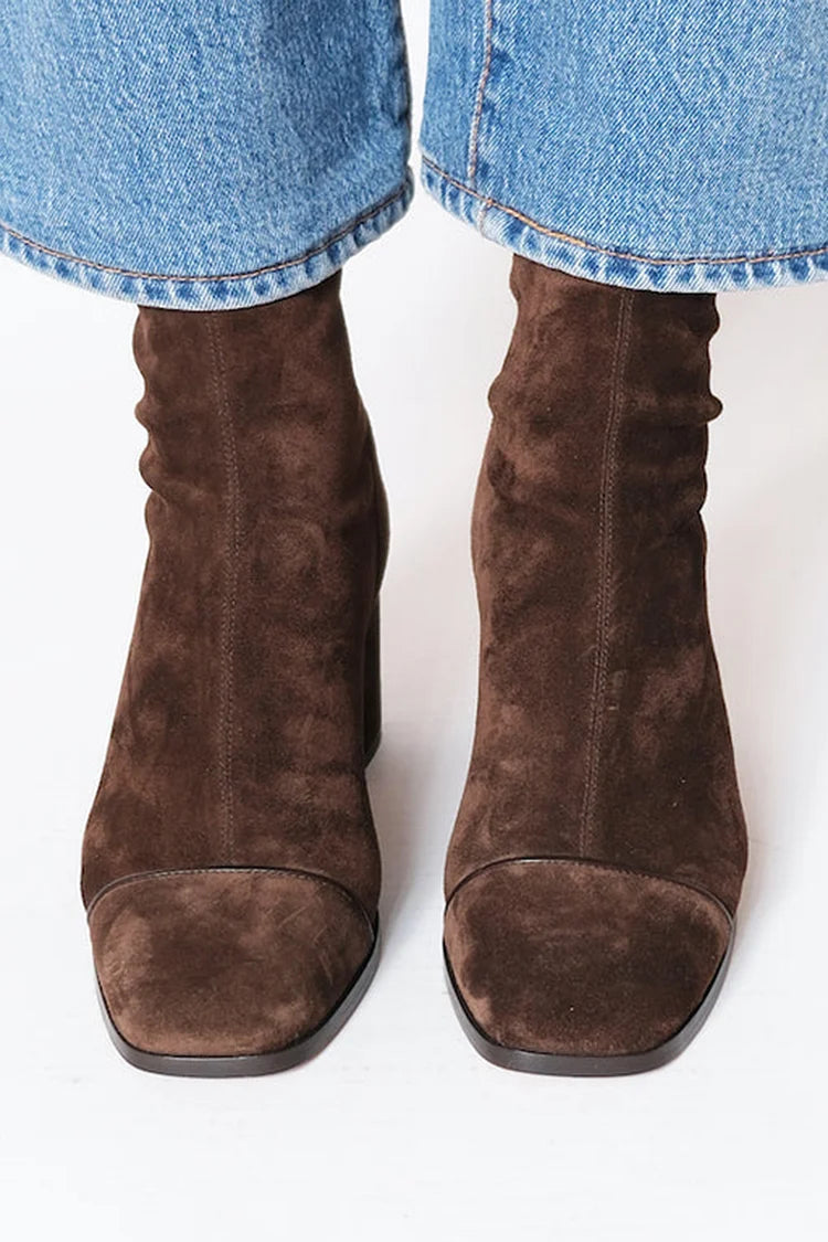 Stiefeletten Damen mit quadratischer Spitze und Blockabsatz - 2 - Jasminaboutique.com