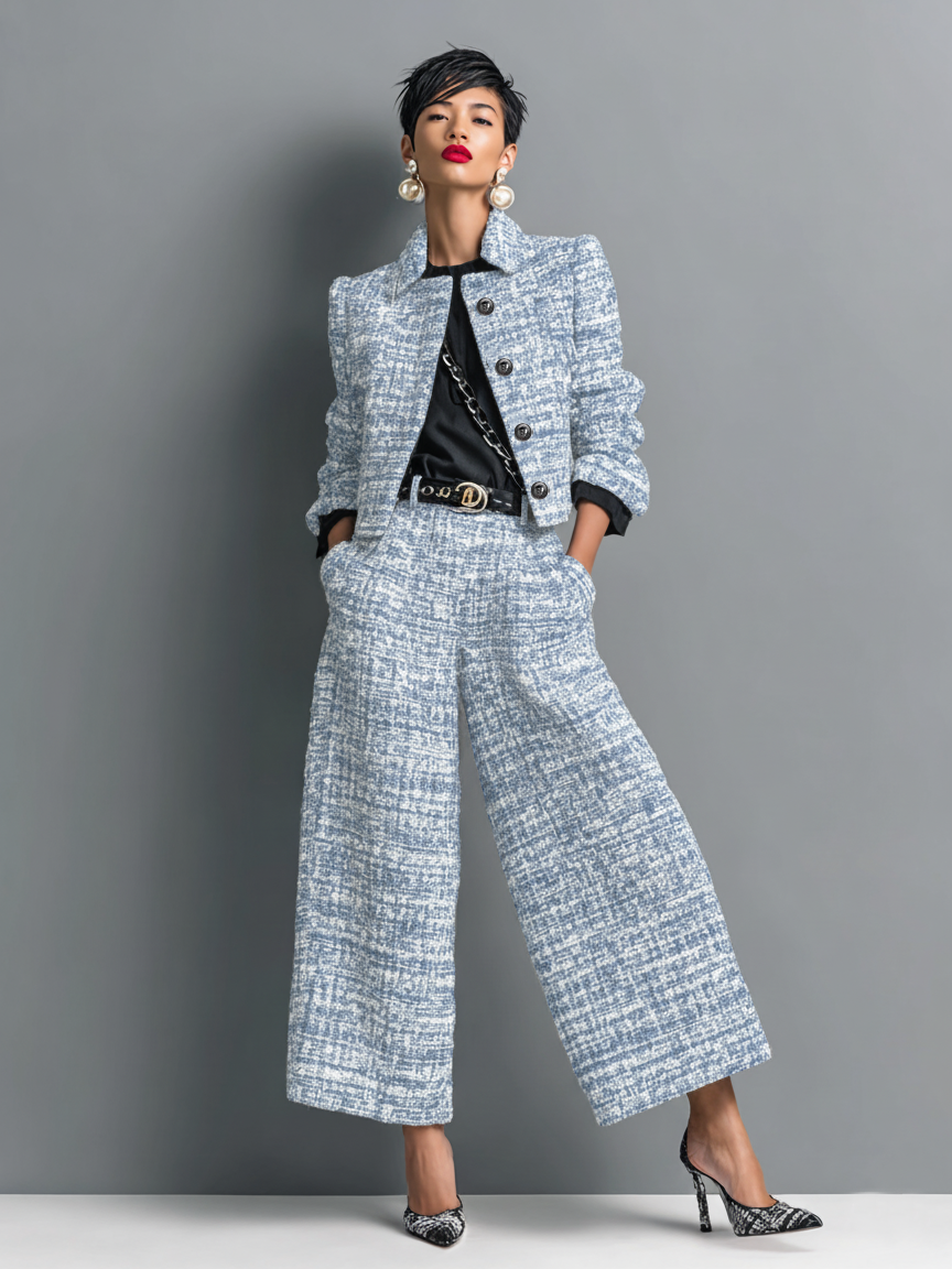 Outfit Damen mit eleganter Jacke und weiten Hosen - 3 - Jasminaboutique.com