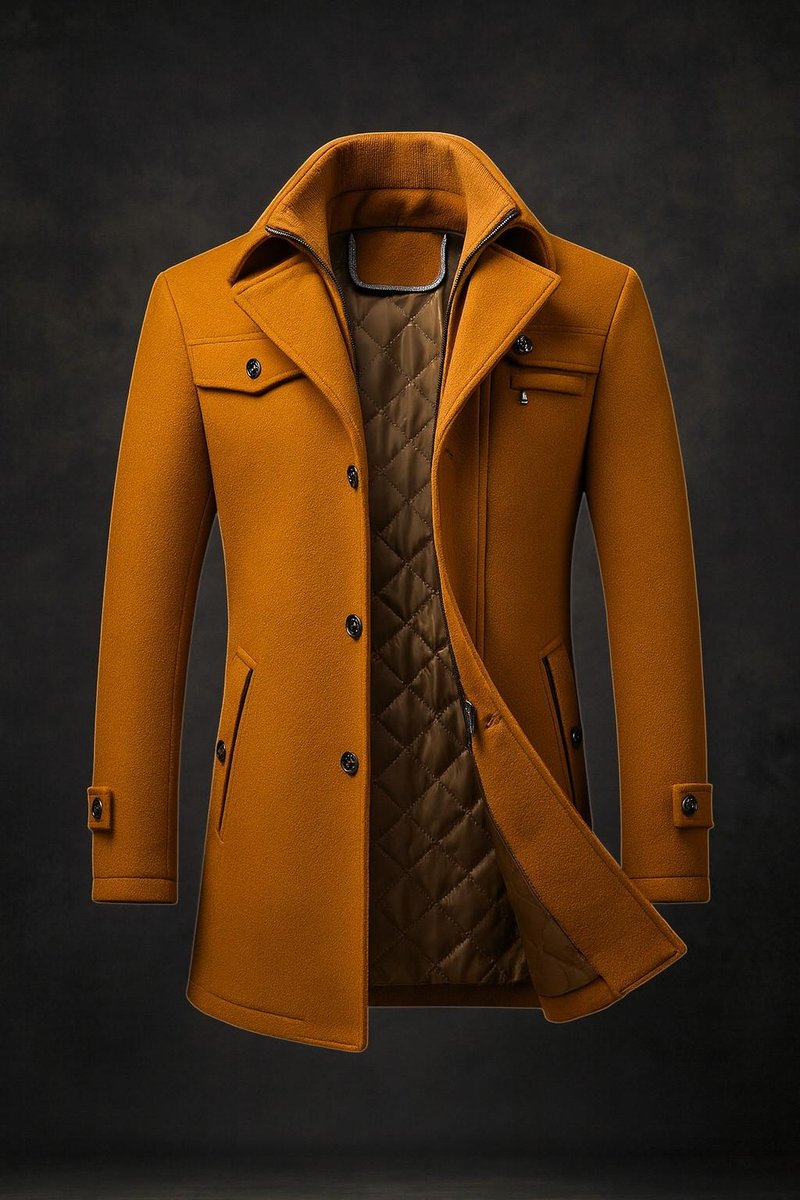 Herren Mantel mit doppeltem Kragen und gesteppter Innenjacke - 1 - Jasminaboutique.com