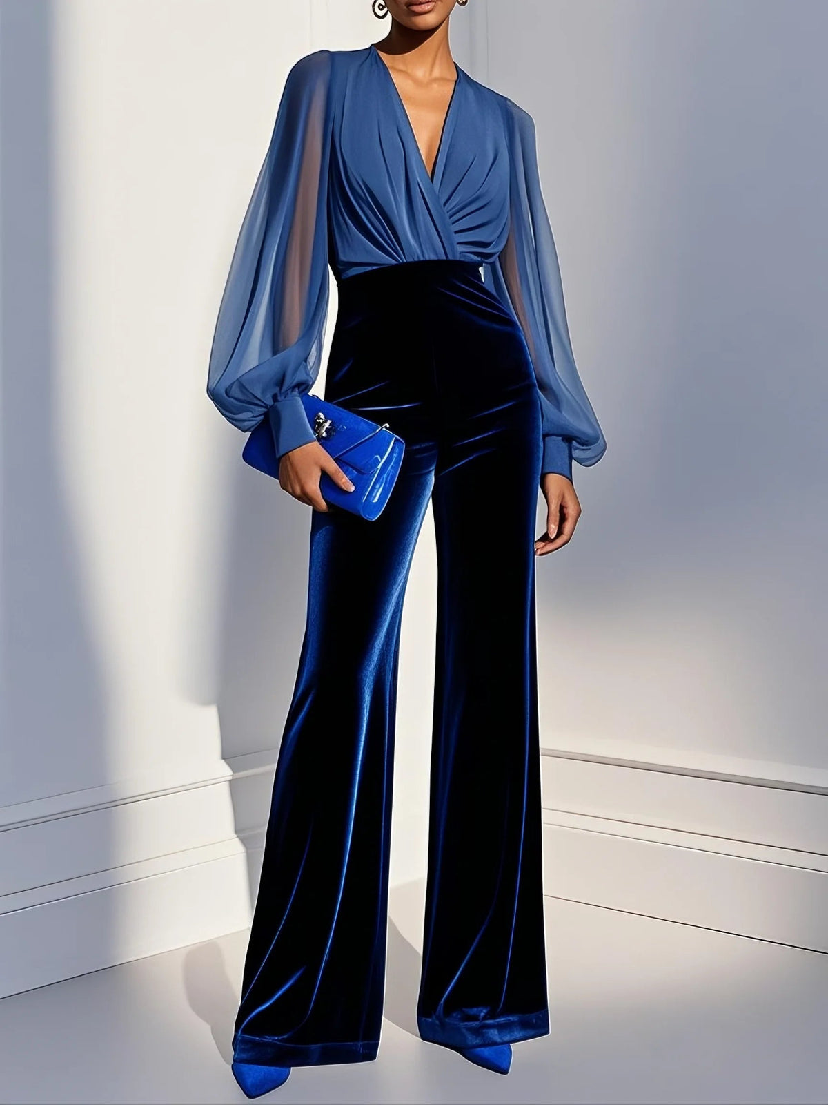 Outfit Damen mit elegantem Schnitt und voluminösen Ärmeln - 1 - Jasminaboutique.com