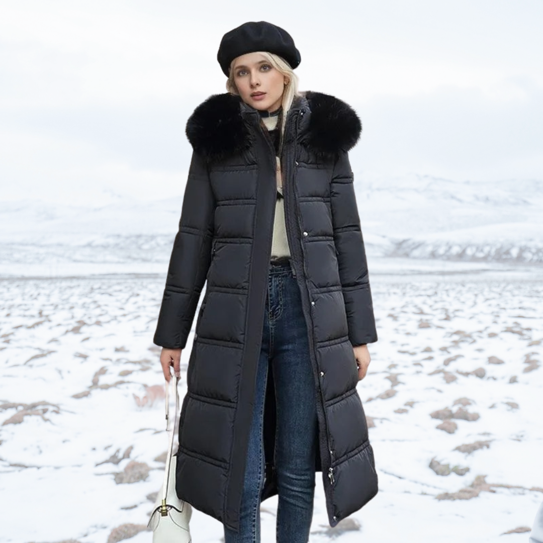 Wintermantel Damen - Langer Schnitt mit auffälligem Kragen - 1 - Jasminaboutique.com