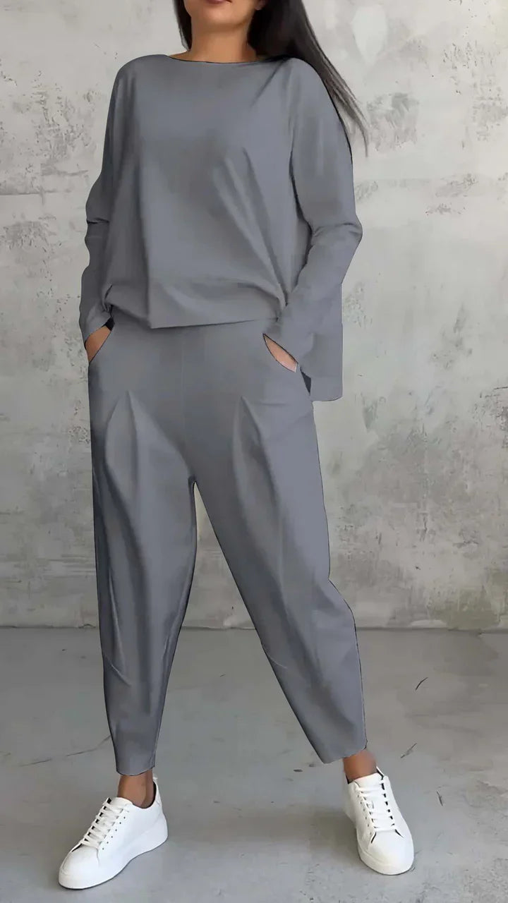 Zwei-Teiliges Outfit Damen mit lässigem Schnitt und bequemer Passform - 2 - Jasminaboutique.com