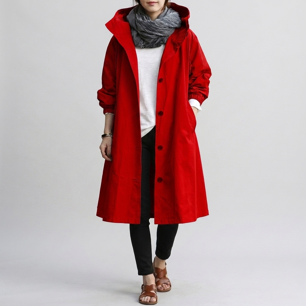 Damen Jacke mit Kapuze – Lässiger Oversize-Schnitt mit Knopfleiste - 7 - Jasminaboutique.com