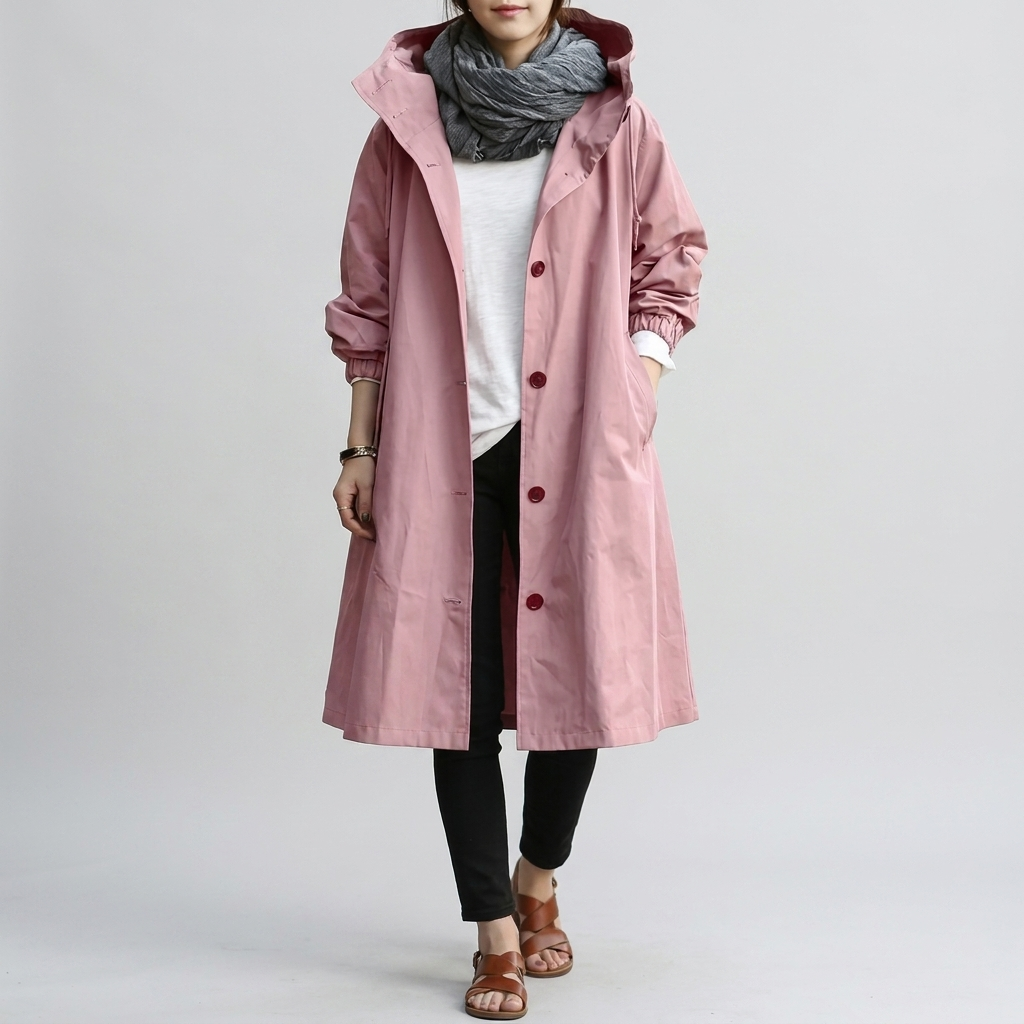 Damen Jacke mit Kapuze – Lässiger Oversize-Schnitt mit Knopfleiste - 8 - Jasminaboutique.com