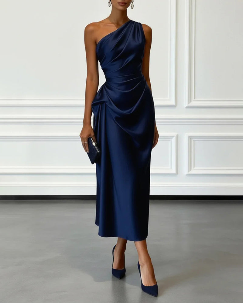 Cocktailkleid Damen mit asymmetrischem Design und Wickeloptik - 2 - Jasminaboutique.com