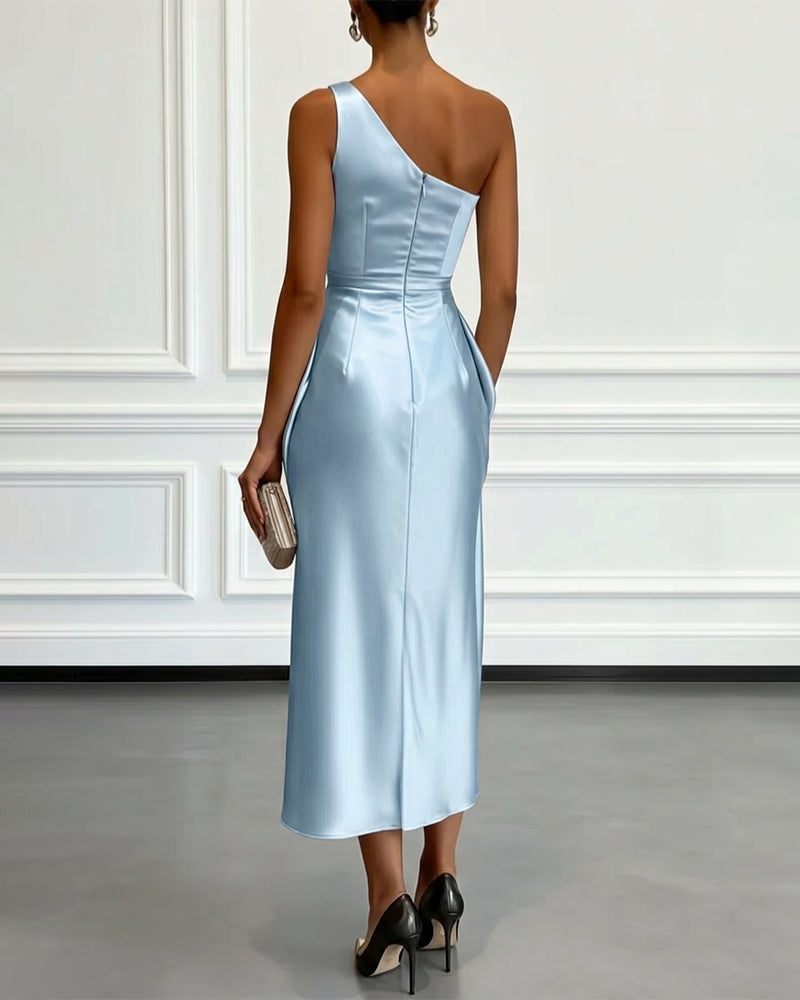Cocktailkleid Damen mit asymmetrischem Design und Wickeloptik - 5 - Jasminaboutique.com