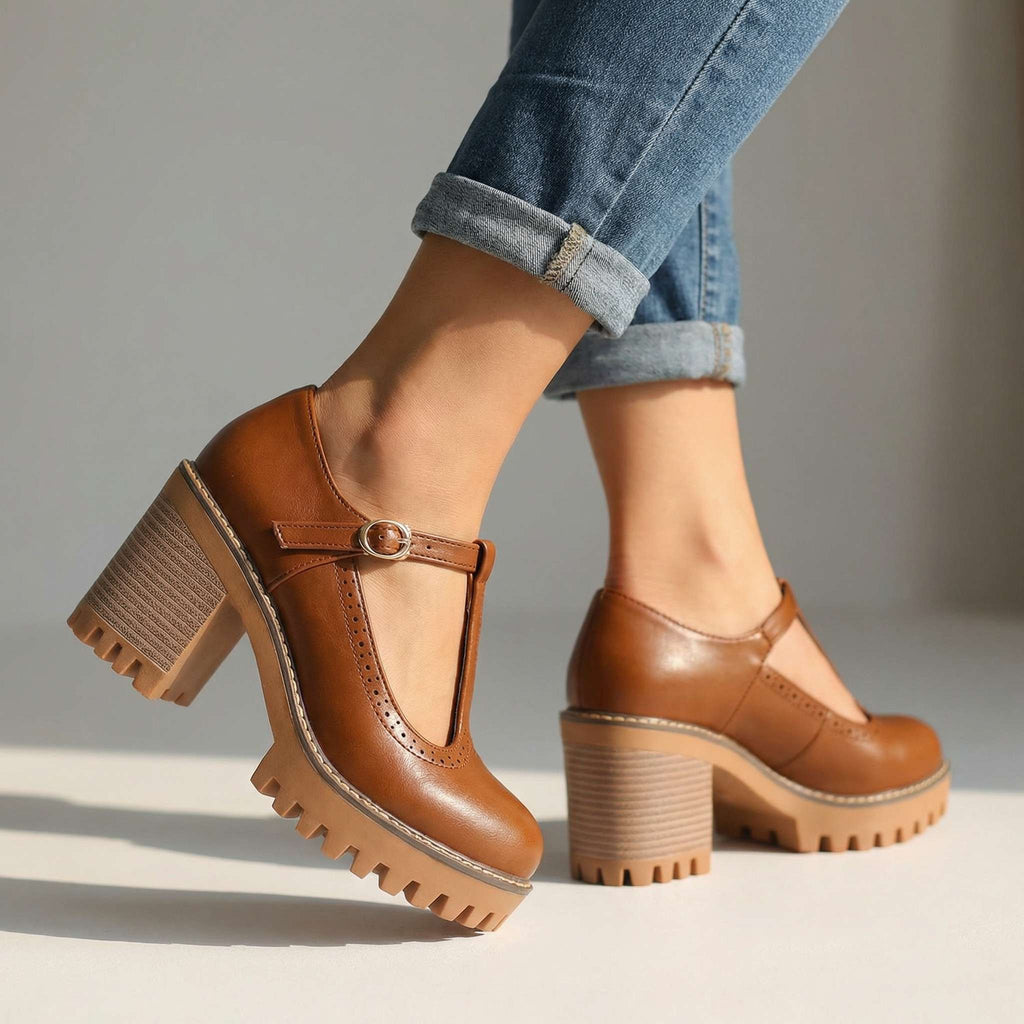 Mary Jane Heels Damen mit T-Strap und Blockabsatz - 2 - Jasminaboutique.com