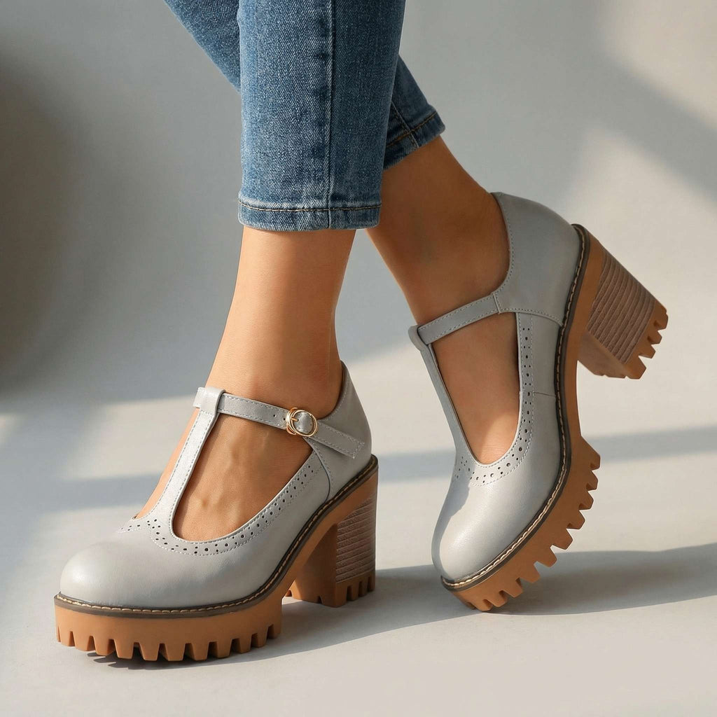 Mary Jane Heels Damen mit T-Strap und Blockabsatz - 3 - Jasminaboutique.com