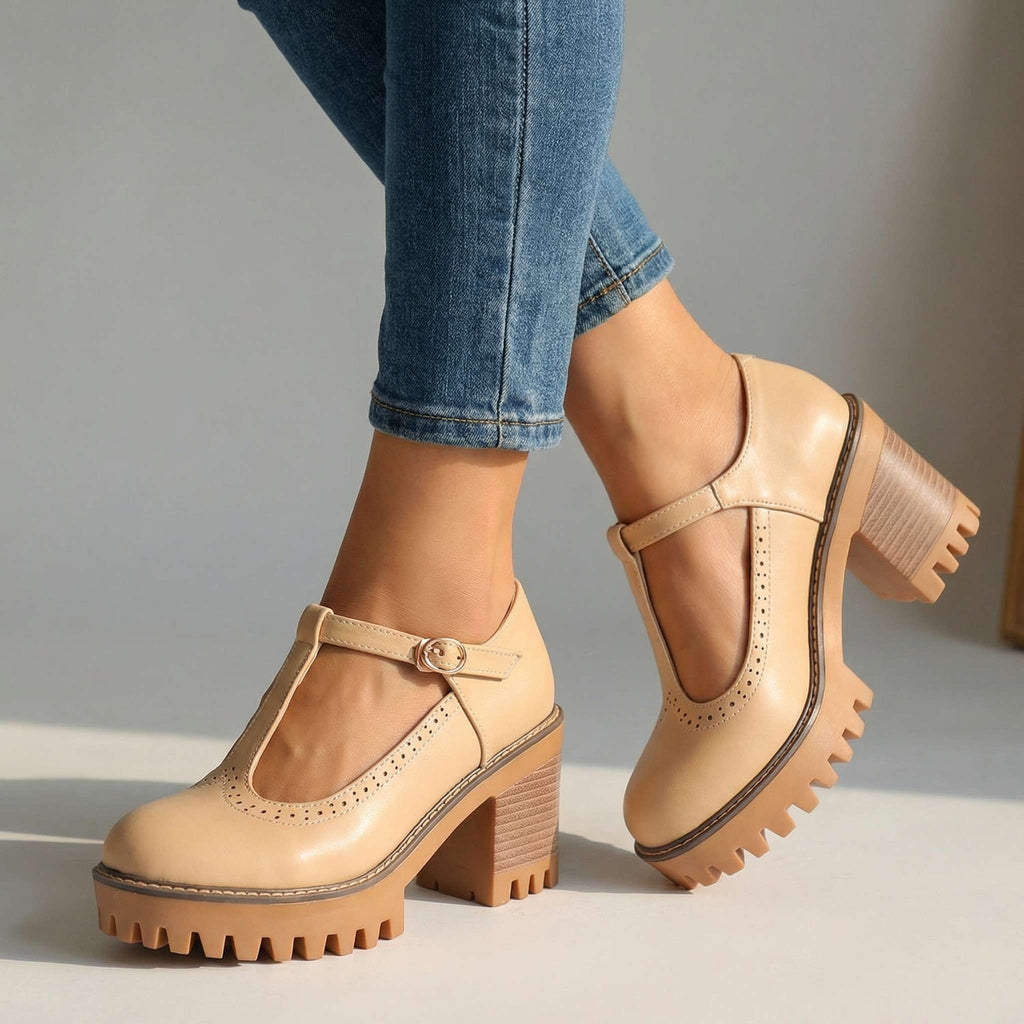 Mary Jane Heels Damen mit T-Strap und Blockabsatz - 4 - Jasminaboutique.com