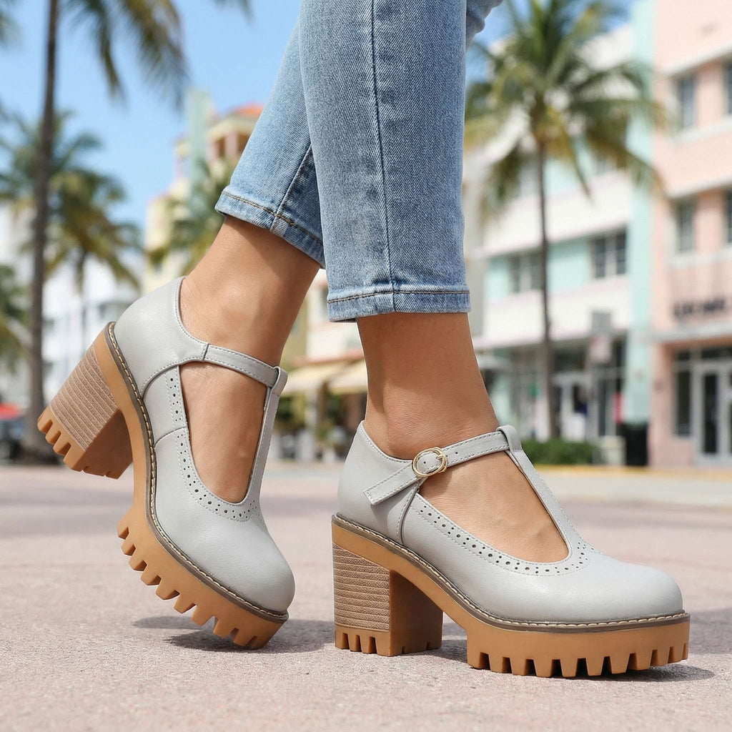 Mary Jane Heels Damen mit T-Strap und Blockabsatz - 7 - Jasminaboutique.com