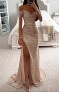 Maxikleid Damen mit Wickelschnitt und schimmerndem Design - 1 - Jasminaboutique.com