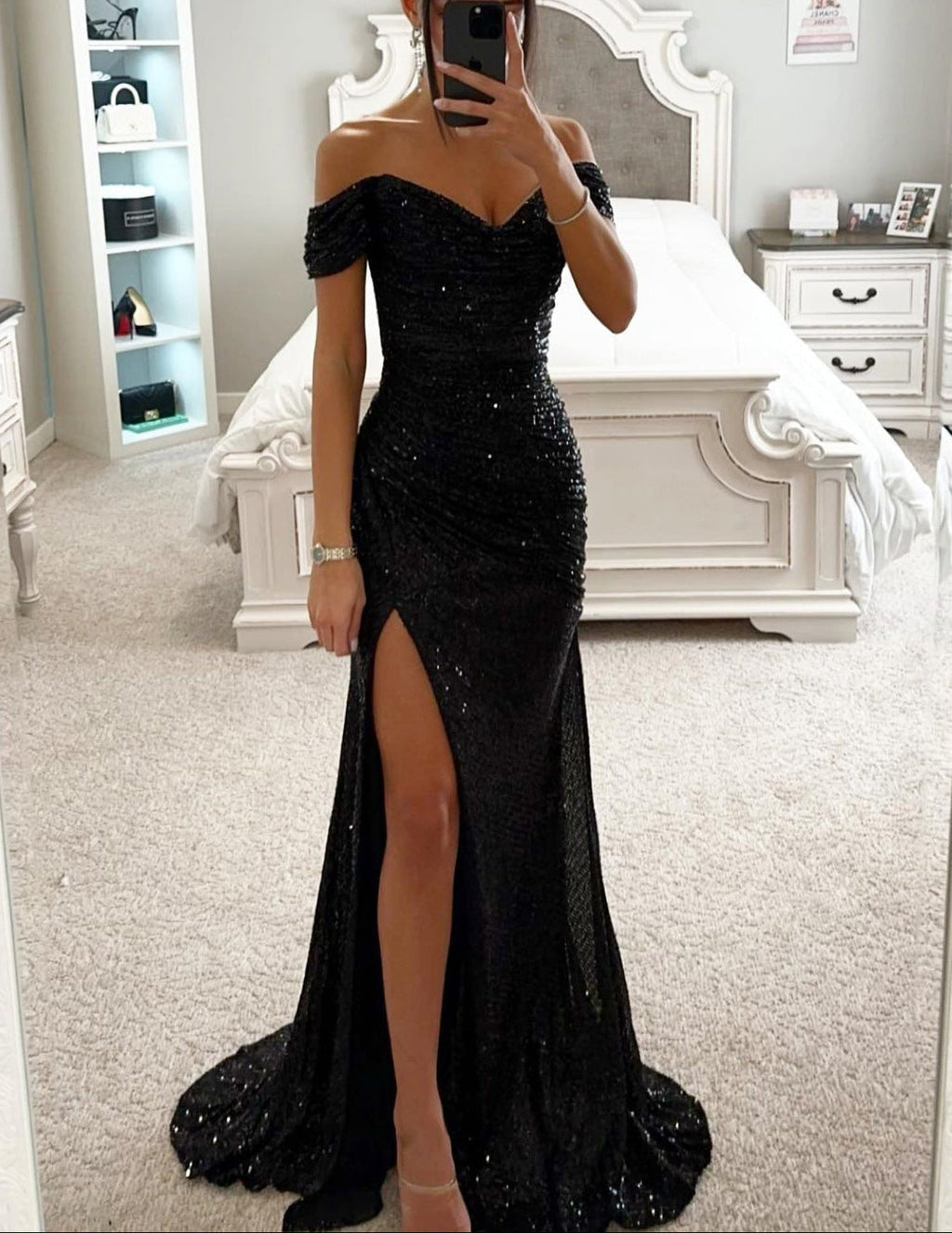 Maxikleid Damen mit Wickelschnitt und schimmerndem Design - 6 - Jasminaboutique.com