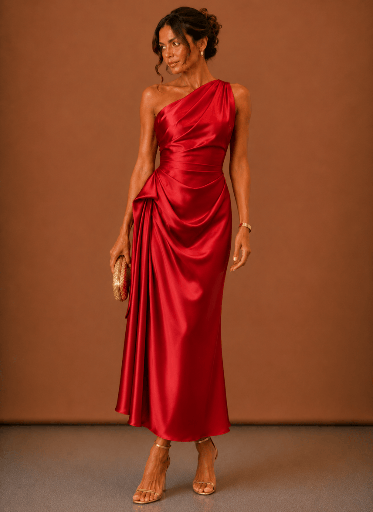 Abendkleid Damen mit asymmetrischem Ausschnitt und Drapierung - 13 - Jasminaboutique.com