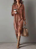 Hemdblusenkleid Damen mit Seitenschlitz und Knopfleiste - 9 - Jasminaboutique.com