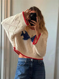 Pullover Damen mit Rundhalsausschnitt und kontrastierendem Design - 2 - Jasminaboutique.com