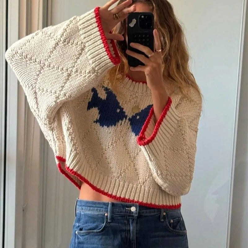 Pullover Damen mit Rundhalsausschnitt und kontrastierendem Design - 8 - Jasminaboutique.com