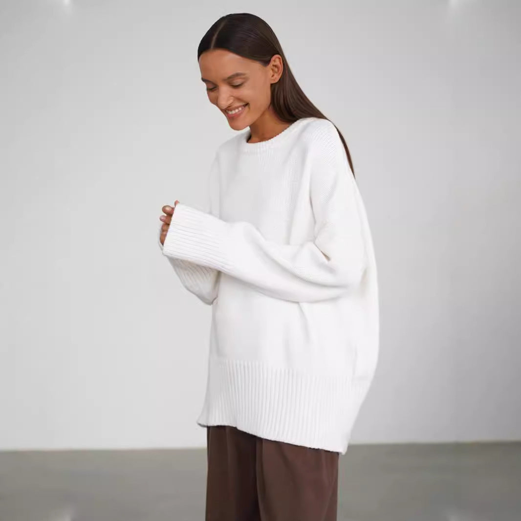 Pullover Damen mit weitem Schnitt und Rundhalsausschnitt - 3 - Jasminaboutique.com