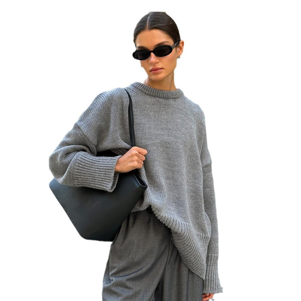 Pullover Damen mit weitem Schnitt und Rundhalsausschnitt - 4 - Jasminaboutique.com