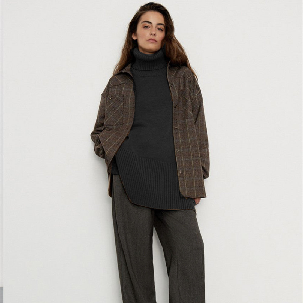 Pullover Damen mit Stehkragen und lässigem Schnitt - 1 - Jasminaboutique.com